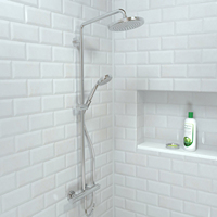 Ensemble de robinetterie de douche thermostatique avec pommeau rond de 8 pouces en or brossé et mitigeur apparent