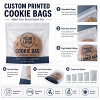 Emballages alimentaires flexibles personnalisés transparents à trois côtés thermosoudés pour biscuits, sachets individuels pour biscuits avec logo