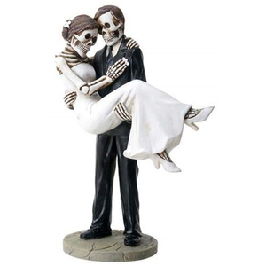 Hot Sale <strong>Romantic</strong> Halloween Skeleton Wedding Couple Groom Carrying <strong>the</strong> Bride Day of <strong>the</strong> <strong>Dead</strong> Figurine Sculpture Home Decoration - Product Image 2