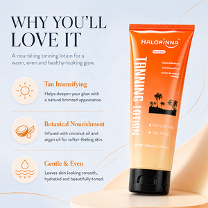 Crema Bronceadora HALORINNA 100ml, Crema Corporal con Aspecto Natural, Brillo Bronceado, Venta al Por Mayor OEM - Product Image 2