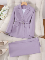 Veste de costume d'affaires de bureau de banlieue à double boutonnage de couleur unie au tempérament élégant urbain personnalisé ensemble de deux pièces