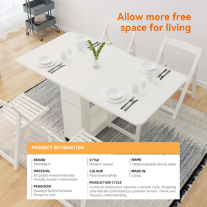 Manufacturer Wholesale Modern Space Saving Home Furniture Kitchen Wooden <strong>Folding</strong> <strong>Dining</strong> Table <strong>Set</strong> - Product Image 6