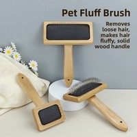 Brosse démêlante en bois massif pour chiens et chats – Peigne de toilettage pour animaux de compagnie – Élimine les nœuds et contrôle la perte de poils pour chiots et chatons