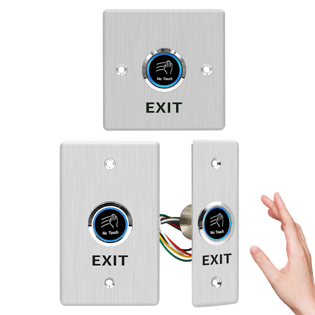 Contactless Infrared No Touch Exit Button IR Door Lock Release Switch Metal Button for Access Control System Outdoor Waterproof