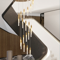 Long lustre moderne en cristal LED Nouveau lustre LED de luxe Hôtel escalier Pendentif villa salon salle à manger lustre d'escalier