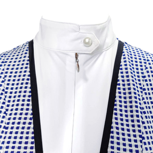 T-shirt d'été en maille de soie/coton pour l'équitation, col montant, boutons décoratifs, logo diamant, respirant, frais, personnalisable - Product Image 6