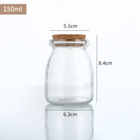 Usine personnalisée 100ML 150ML 200ML 300ML Bouteille en verre de luxe ronde avec couvercle en liège transparent pour pouding