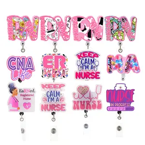 New Styles Scrub Life Acrylic RN CNA ER Badge Holder Medical Series Nursing Student RN Badge Reel Nurse Gifts Items