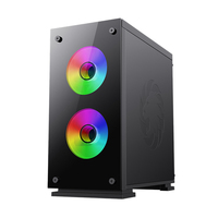 GAMEMAX M65 Mid Tower MicroATX Computer Case with Double Tempered Glass Fan-Cooled Audio Front Ports-Stock