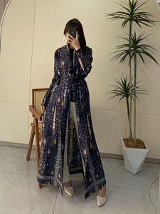 Miyake Abaya 2025 femmes Robe musulmane Vintage grande taille imprimé longue Robe Pour <span class=keywords><strong>Femme</strong></span> modeste décontracté Cardigan veste pour grandes dames - Product Image 5