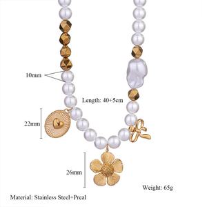 Collar de Cuentas de Acero Inoxidable con Forma de Animal, Piedra Natural, Botas de Amor, Corazón de Búho, Flor, Lazo, para Mujer, Moda, Fiesta - Product Image 5