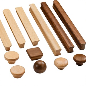 Juego de tiradores y pomos de madera hechos a mano, diseño moderno redondo, ligeros, para decoración de gabinetes de cocina, entrada, interior/exterior - Product Image 1