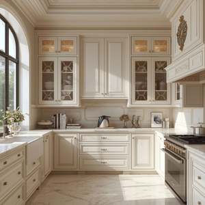 Meubles de cuisine européens modernes et simples sur mesure, armoires de cuisine haut de gamme en bois pour villas - Product Image 3