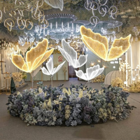 Lumière LED papillon 60 cm AC IP65 pour décoration de scène de mariage, toile de fond florale, ornement d'aile de papillon en tissu illuminé pour fête