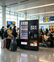 Nouvelle machine distributrice 2-en-1 de snacks, boissons et café, modèle 2026, en promotion, 24h/24, sans personnel, avec écran tactile et service en libre-service