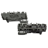 Morsetto a gabbia grigio a 4 conduttori con terminale passante, nuovo di zecca, originale tedesco, in stock, per guida DIN 2.5mm² (2002-1401)