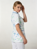 Ensemble d'uniformes infirmiers pour femmes en coton et polyester tissé, à col mandarin et taille cintrée, à motifs floraux, pour hôpital et clinique