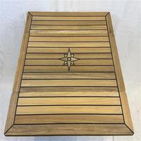 Table pliante en teck avec plateau 450/900 * 800 mm, 17,7/35,4 * 31,5 pouces, rectangulaire, incrustation étoile, marine, yacht, camping-car TW4580