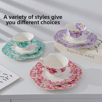 Ensemble de soucoupe de tasse à café en céramique jetable haut de gamme motif de fruits de Style pastoral pour les ensembles de vaisselle d'assiette à Dessert de thé de l'après-midi