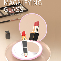 Logo personnalisé Mini miroir cosmétique de maquillage rond double face rechargeable par USB avec lumière LED Miroir de poche pliant portable