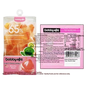 Bonbons gélifiés aux <span class=keywords><strong>fruits</strong></span> mélangés 103g multicolores sucrés |   Sandwich à la <span class=keywords><strong>pâte</strong></span> <span class=keywords><strong>de</strong></span> mangue, pêche et peau <span class=keywords><strong>de</strong></span> raisin |   Emballé individuellement pour l'école - Product Image 6