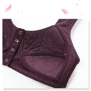 Reggiseno con bottone anteriore in cotone di mezza età e anziani da donna taglie forti senza anello in acciaio stile reggiseno sottile Anti-fasciante reggiseno - Product Image 5