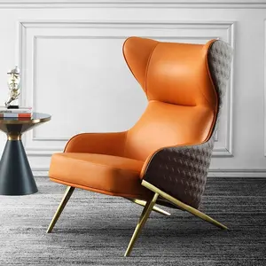 סקנדינבי עור מבטא כיסא לסלון, גבוה/נמוך בחזרה כיסא פנאי גבוהה בחזרה טרקלין ספה אחת עבור שינה משרד