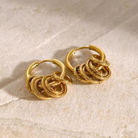 Boucles d'oreilles créoles en acier inoxydable, anneaux circulaires, boucles d'oreilles bicolores argent et or plaqué, boucles d'oreilles créoles épaisses pour femmes