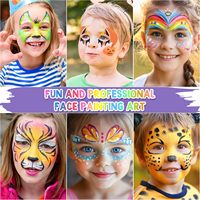 Alat cat wajah anak 42, tidak beracun warna cat wajah 16 krayon 6 dapat dipakai ulang 40 stensil lengket untuk cat wajah Halloween