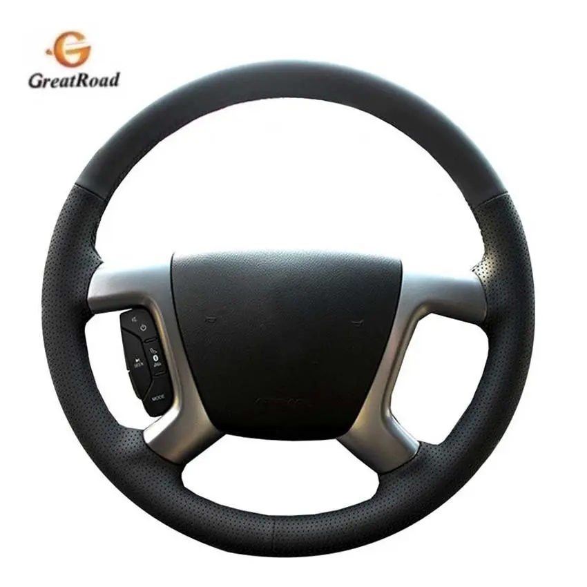 Black Genuine Leather Car Steering Wheel Cover for Chevrolet Captiva 2007-2014 Silverado GMC Sierra 2007-2013 2012 20112010 2009