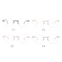 Lunettes de vue anti-lumière bleue sans monture PSTY8163A pour femmes et hommes, monture en métal ultra-fine, bord coupé, lunettes optiques personnalisées avec logo