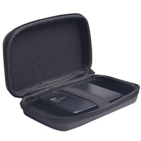 Kotak Organizer Headphone Portabel dengan Resleting, Bahan Eva/Nylon Hitam, Logo Kustom Produsen, untuk Menyimpan Kabel Data