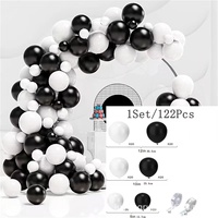 Ensemble de guirlandes de ballons noirs et blancs pour fête d'anniversaire avec arche et arrangement mural pour décorations festives