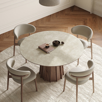Purely Feel Französisch alten Stil Massivholz runden Tisch modernen Wabi-Sabi Esstisch schwarz Walnussholz Farbe Rock Board Tisch