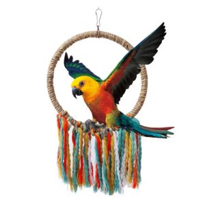 Pet oiseau perroquet jouet oiseau balançoire cadre chanvre corde suspendu anneau à mâcher morsure jouets perroquet escalade cadre oiseau fournitures - Product Image 2