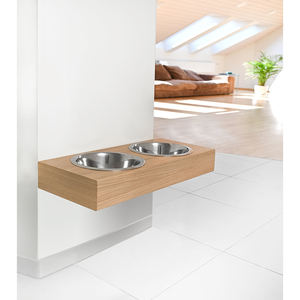 HOSTK Mangeoire suspendue en bois pour chiens <span class=keywords><strong>Station</strong></span> d'alimentation pour animaux de compagnie Mangeoire surélevée avec support en bambou - Product Image 1