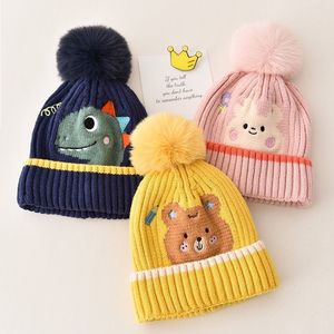 Gorro de punto para niños de 1 a 5 años de invierno, gorro de punto cálido con patrón de animales adecuado para niños y niñas - Product Image 3