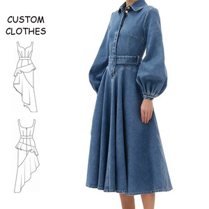 <span class=keywords><strong>Abito</strong></span> in Denim <span class=keywords><strong>con</strong></span> <span class=keywords><strong>maniche</strong></span> <span class=keywords><strong>a</strong></span> <span class=keywords><strong>palloncino</strong></span> alla moda <span class=keywords><strong>abito</strong></span> <span class=keywords><strong>lungo</strong></span> <span class=keywords><strong>con</strong></span> cintura Casual Premium da donna - Product Image 1