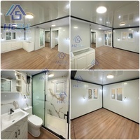 Casa Contenedor Plegable y Expandible de Lujo HESHi de 20/40 Pies con Dormitorio, Puertas/Ventanas de Vidrio Exterior Marrón