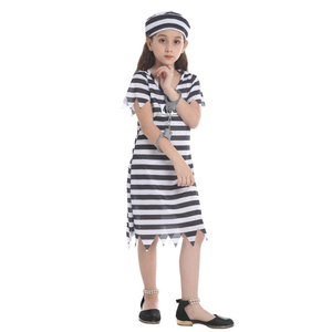 DX-G002006 Hot Selling Gril <strong>Clothes</strong> Prisoner Costumes Kids Halloween Cosplay Costumes - Product Image 4