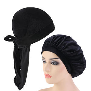 Offre Spéciale 2 pièces/ensemble velours hommes Durags et Bonnets casquettes de sommeil <span class=keywords><strong>Bonnet</strong></span> pour femmes TJM-414A/05B1 - Product Image 3