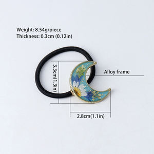 Moon Pendant Charms Haar gummis Getrocknetes Blumen haarband Gepresste Blumen-Haar gummis Personal isiertes Haars eil Haarschmuck für Frauen - Product Image 3
