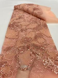 Beaded Sequin Net Lace Mesh 100% Polyester Lightweight Eco-Friendly <strong>Wedding</strong> Dresses for <strong>Women</strong> African Bridal <strong>Shoes</strong> Bags - Product Image 4
