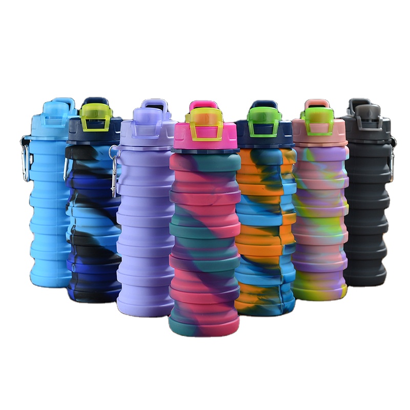 Лидер продаж Amazon, складной спортивный чайник большой емкости, цветная чашка для воды, высокое качество, необходимая сумка для воды для занятий спортом на открытом воздухе