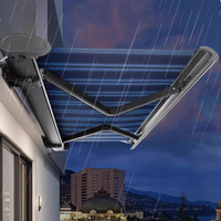 Auvent de terrasse électrique à cassette intégrale rétractable, moderne, extensible, avec télécommande, structure en alliage d'aluminium, toile en poly revêtue PA