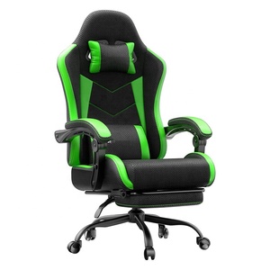 Chaise de bureau ergonomique à hauteur réglable, repose-pieds, chaise de jeu rembourrée, inclinaison de 150°, capacité de 180 kg, noire - Product Image 2