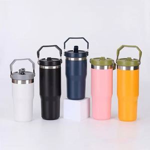 Stainless Steel <b>Double</b> <b>Wall</b> Travel Drink <b>Cup</b> with Easy Carry Handle, 20oz Vacuum Tumbler for Coffee Tea and Water - Product Image 5