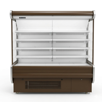 Vitrine réfrigérée commerciale multi-étagères à refroidissement par air ouvert pour supermarché avec contrôle numérique de la température et 4 étagères