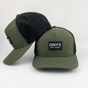 หมวกเบสบอลแบบ 5 แฉก กันน้ำ สองสี แบบมีรูระบายอากาศ พร้อมเชือก  โลโก้ PVC คุณภาพสูงแบบ OEM สำหรับกีฬากอล์ฟและกีฬาอื่นๆ  สามารถสั่งทำได้ - Product Image 6