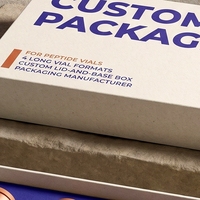 Boîte rigide personnalisée avec couvercle et base blancs, en carton gris, pour produits de soin personnel aux peptides, avec doublure en éponge et impression offset